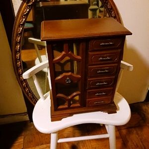 15 INCH..MID-CENTURY.."MONTGOMERY WARD CO. WOODEN JEWELRY ARMOIR